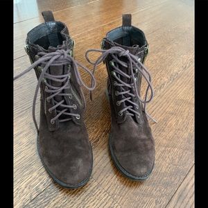 Sam Edelman Mackay Brown Suede Combat Booties